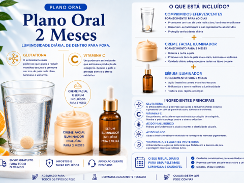 Plano de comprimidos de clareamento da pele de 2 meses &ndash; com s&eacute;rum corporal