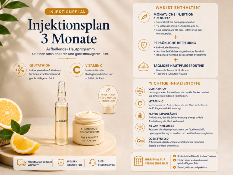 3-monatiger Plan f&uuml;r Hautaufhellungsinjektionen
