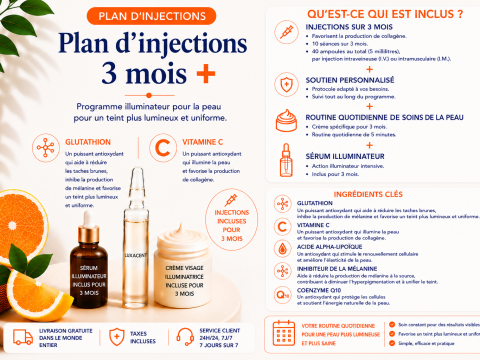 Programme d'injections &eacute;claircissantes &ndash; 3 mois &ndash; avec s&eacute;rum pour le corps